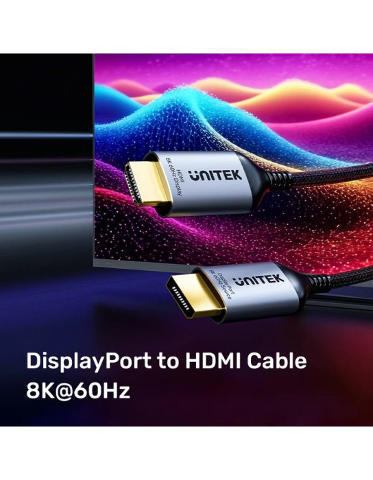 Unitek DisplayPort 1.4 to HDMI 2.1 Cable 8K60Hz 1.8m V1610A02