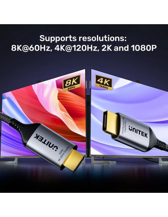 Unitek DisplayPort 1.4 to HDMI 2.1 Cable 8K60Hz 1.8m V1610A02