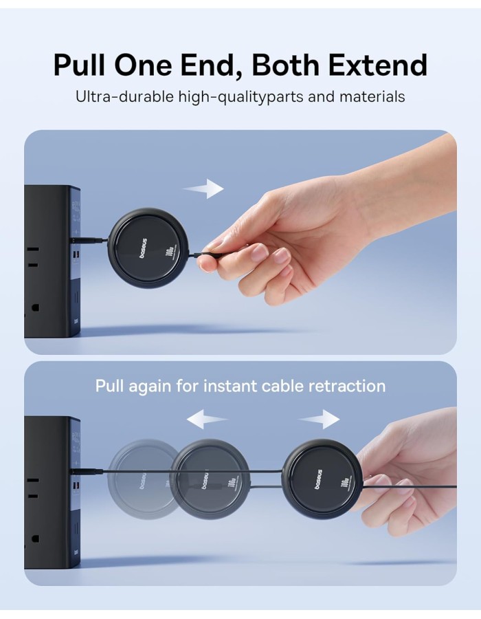 Baseus Cable USB-C to USB-C Free2Draw Retractable Cable 100W 1m Black Baseus Cable USB-C to USB-C Free2Draw Retractable Cable 100W 1m Black