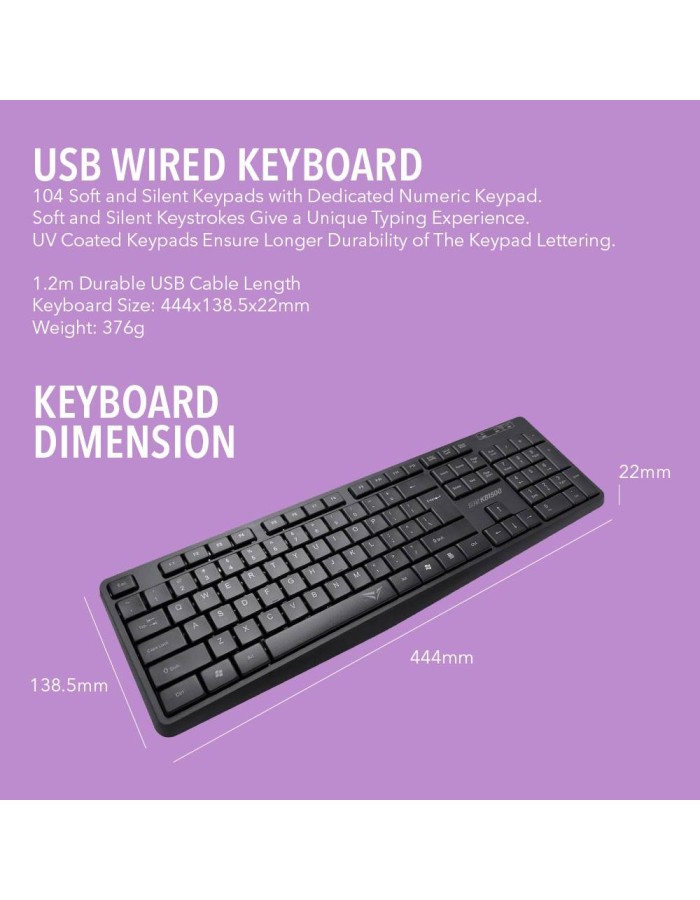 Alcatroz KB1500 Silent Wired Keyboard