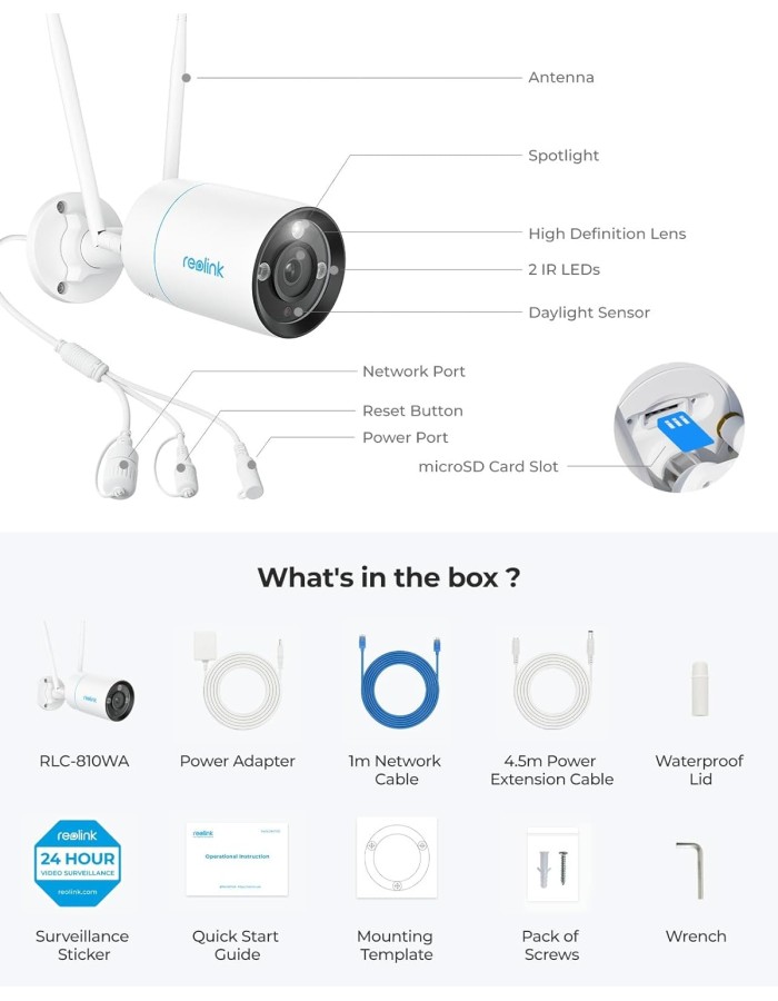Reolink WIFI Outdoor Camera 8MP RLC-810WA