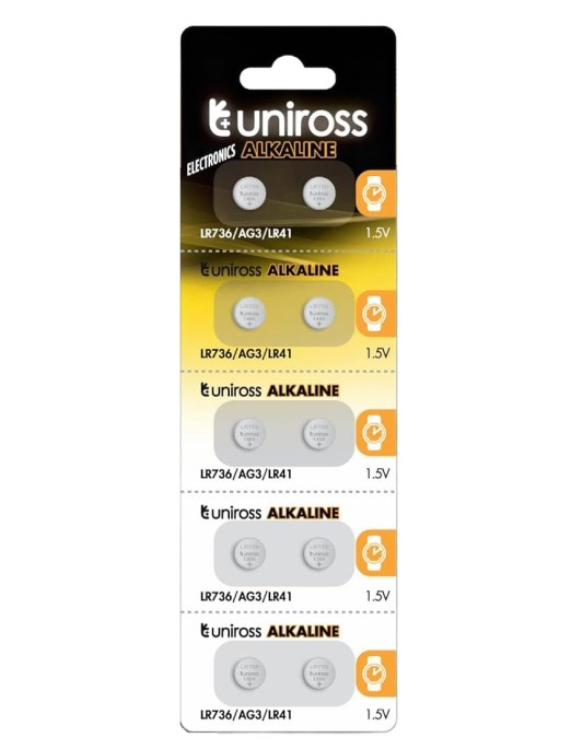 Uniross Alkaline-Coin LR736 AG3 LR41 Battery (10pack) Uniross Alkaline-Coin LR736 AG3 LR41 Battery (10pack)