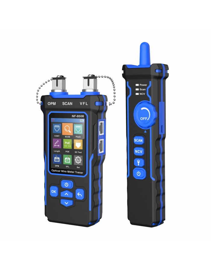 Noyafa Multi-Function Cable Tester with RJ11/RJ45, PoE, Fiber Optic OPM/VFL, NCV & Cable Length Measurement NF-8508 Noyafa Multi-Function Cable Tester with RJ11/RJ45, PoE, Fiber Optic OPM/VFL, NCV & Cable Length Measurement NF-8508