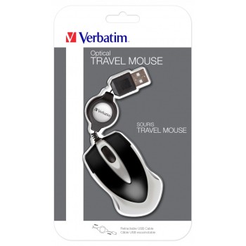 Verbatim GO MINI Wired Optical Travel Mouse Black