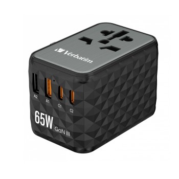 Verbatim Charger Travel Adapter World to World GAN III 65W 2xC 2xA UTA-05