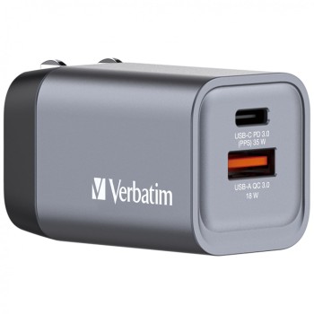 Verbatim Wall GaN Charger 35W USB-C USB-A (UK/EU/US) GNC-35