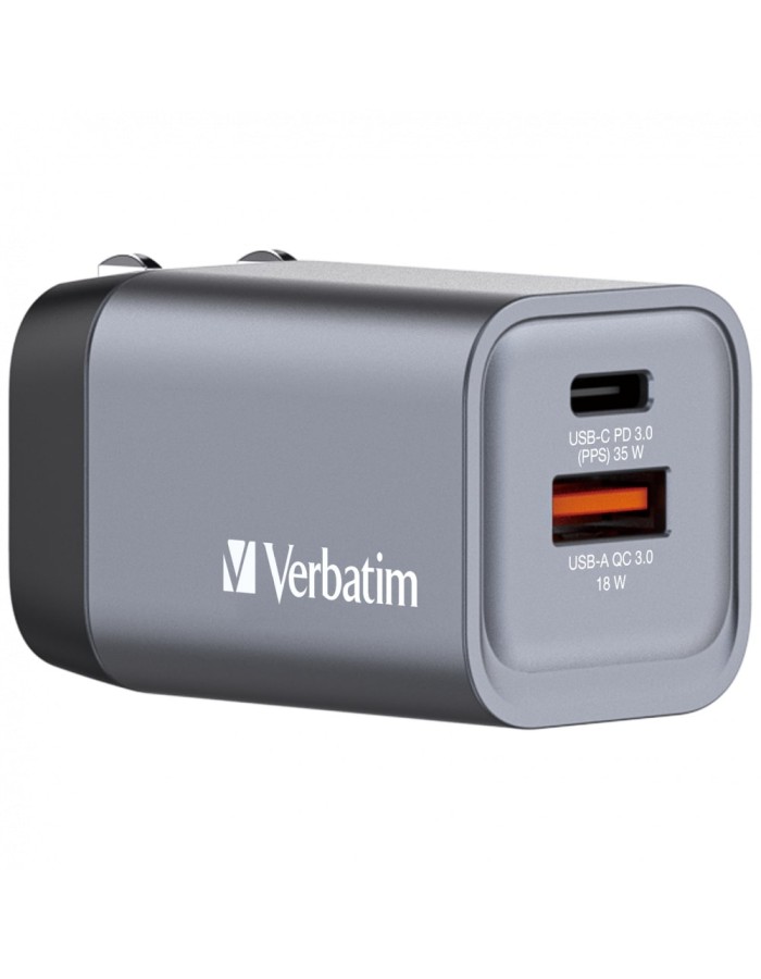 Verbatim Wall GaN Charger 35W USB-C USB-A (UK/EU/US) GNC-35 Verbatim Wall GaN Charger 35W USB-C USB-A (UK/EU/US) GNC-35