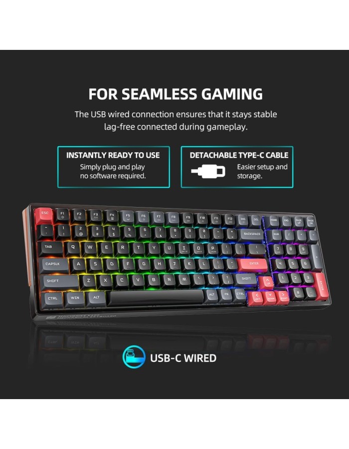 Machenike K600-B100 LITE Mechanical Gaming Keyboard 104 Red Switch Keys
