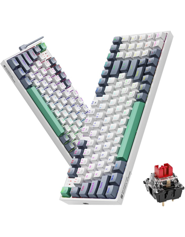 Machenike K500-B94 White Mechanical Gaming Keyboard 94 Red Switch Keys Machenike K500-B94 White Mechanical Gaming Keyboard 94 Red Switch Keys
