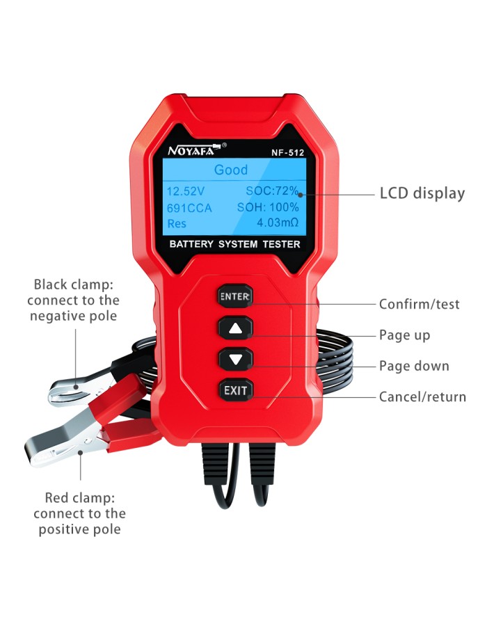 Noyafa NF-512 Lead Acid, Lithium & NiMH Battery Tester 5aH to 200aH Noyafa NF-512 Lead Acid, Lithium & NiMH Battery Tester 5aH to 200aH