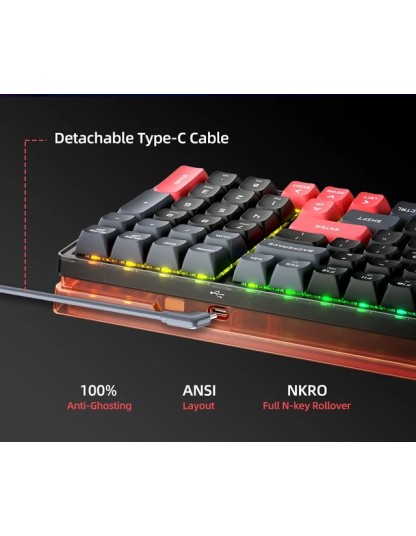 Machenike K600-B100 LITE Mechanical Gaming Keyboard 104 Red Switch Keys