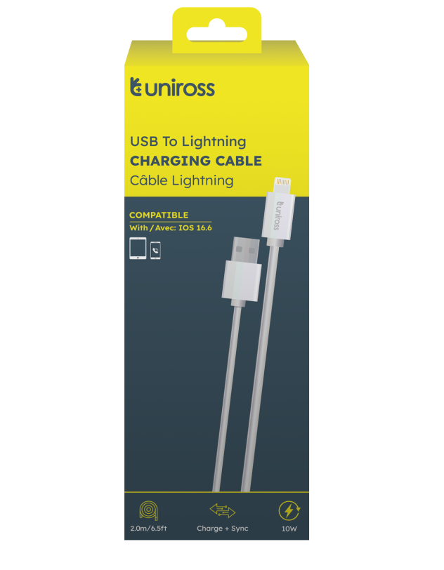 Uniross Cable USB-A to Lightning USB Cable 2.0m UCA003