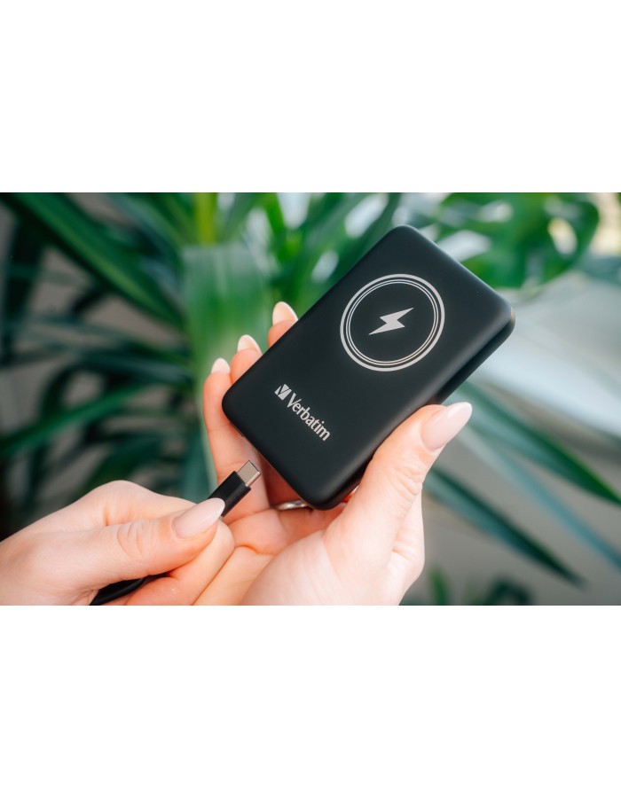 Verbatim Wireless Magnetic Slim Powerbank Qi2 15W 5000mAh Black Verbatim Wireless Magnetic Slim Powerbank Qi2 15W 5000mAh Black