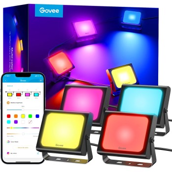 Govee Outdoor LED RGBICWW Smart Flood Lights (4pack) H7060