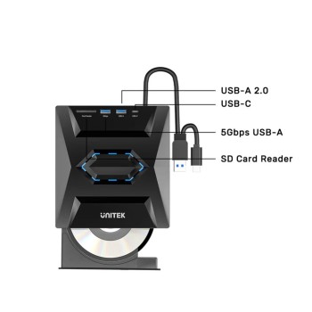 Unitek Optical External Drive & 5in1 USB Hub T1037A