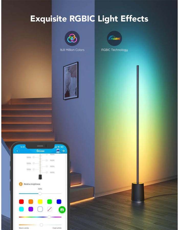 Govee RGBICWW Lyra Corner Floor Lamp H6072