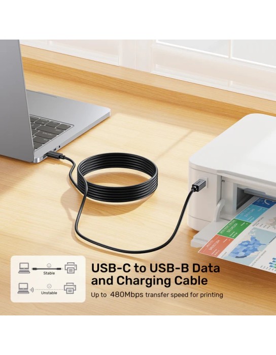 Unitek USB-C 2.0 to USB-B Printer Cable 3.0m Unitek USB-C 2.0 to USB-B Printer Cable 3.0m