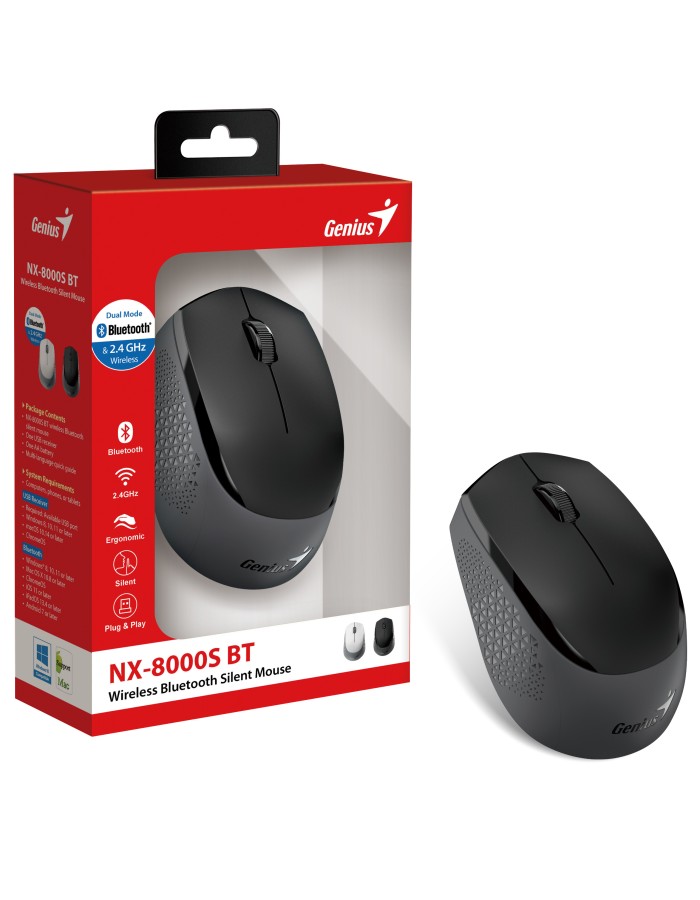 Genius Mouse Wireless+BT Silent NX-8000S BT Black Genius Mouse Wireless+BT Silent NX-8000S BT Black