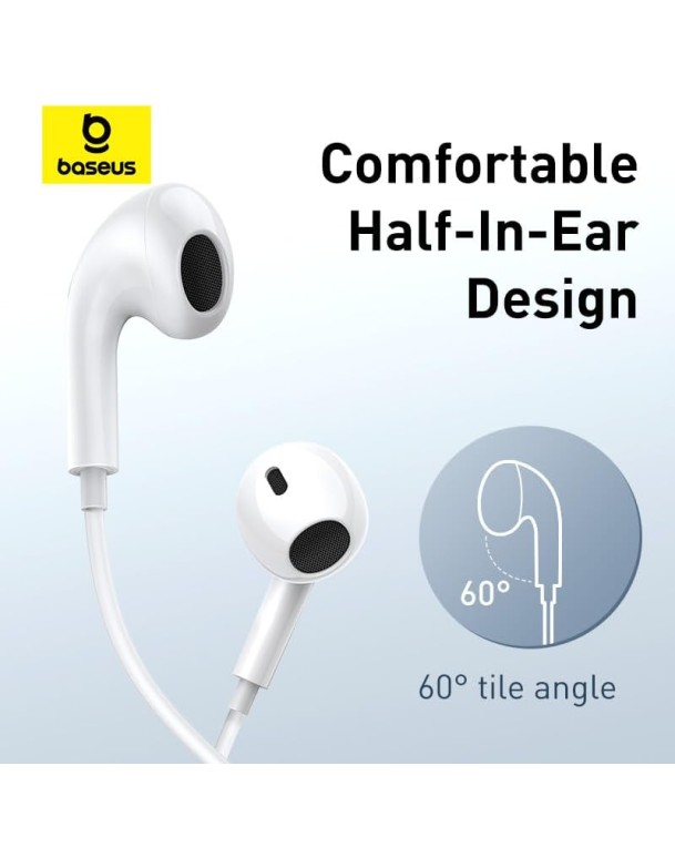 Baseus Earphones Wired Type C Encok CZ17 White Baseus Earphones Wired Type C Encok CZ17 White