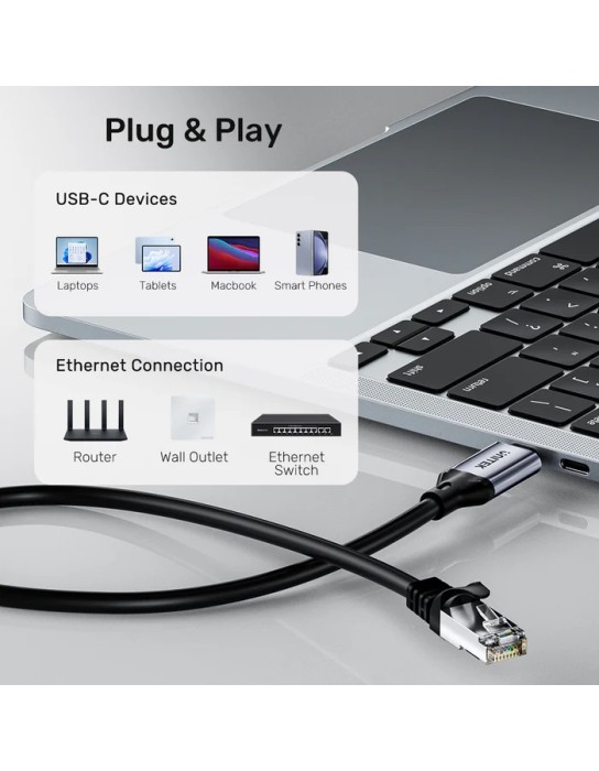 Unitek Converter USB-C to Gigabit Ethernet Cable 5.0m C18148AGY-5M