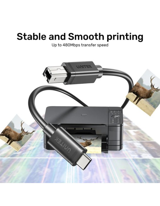 Unitek USB-C 2.0 to USB-B Printer Cable 5.0m Unitek USB-C 2.0 to USB-B Printer Cable 5.0m