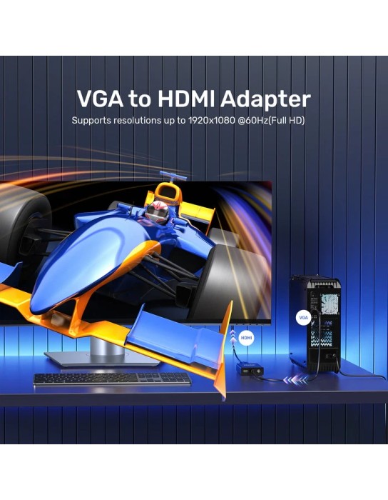 Unitek Converter VGA to HDMI Adapter w/Audio & Power Port Unitek Converter VGA to HDMI Adapter w/Audio & Power Port