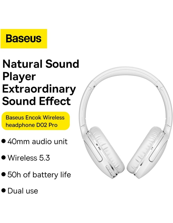Baseus Wireless Headphones Over Ear Encok D02 Pro v2 White
