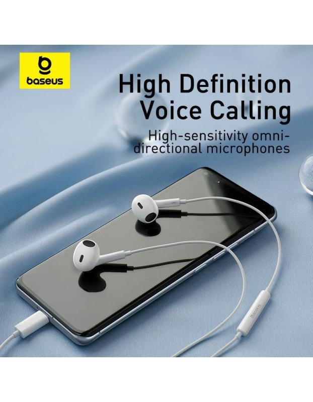 Baseus Earphones Wired Type C Encok CZ17 White Baseus Earphones Wired Type C Encok CZ17 White