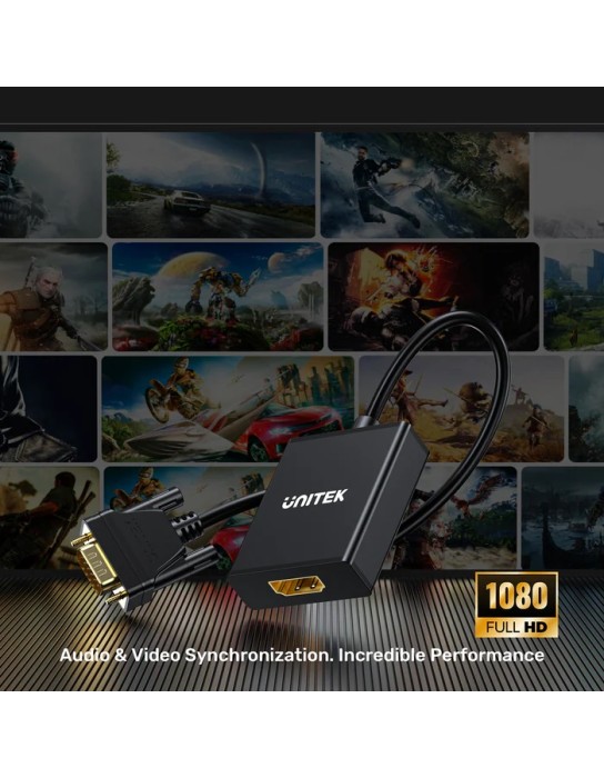 Unitek Converter VGA to HDMI Adapter w/Audio & Power Port Unitek Converter VGA to HDMI Adapter w/Audio & Power Port