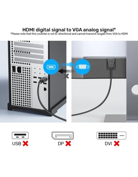 Unitek Converter HDMI to VGA Adapter Cable 2.0m Unitek Converter HDMI to VGA Adapter Cable 2.0m