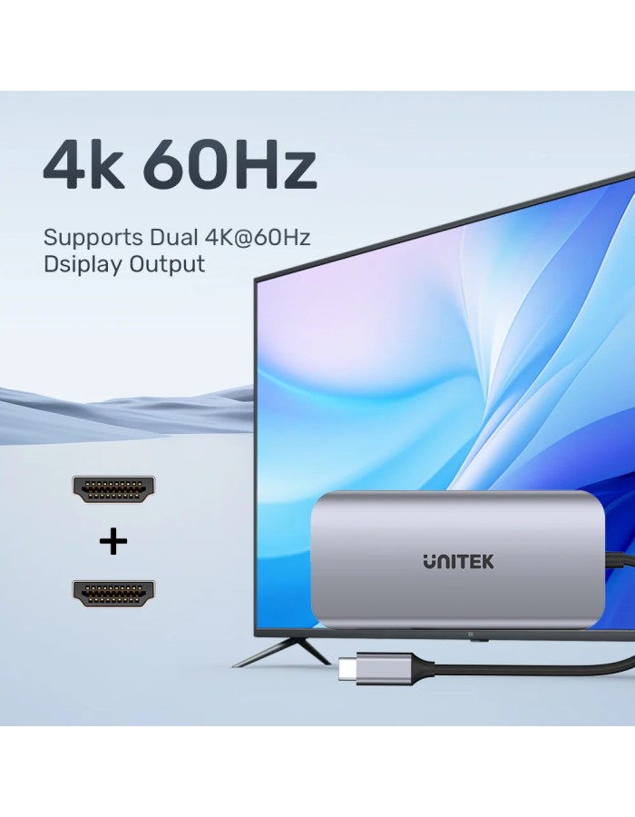 Unitek USB-C Hub 3xUSB/2xHDMI MST/SD/Gb/PD100W D1122A Unitek USB-C Hub 3xUSB/2xHDMI MST/SD/Gb/PD100W D1122A