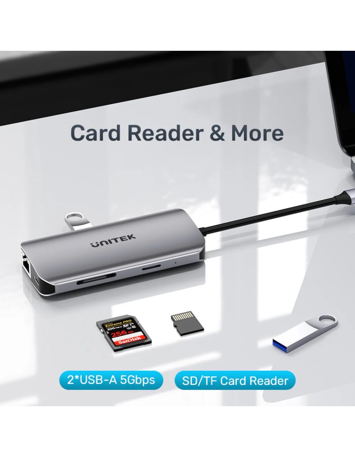 Unitek USB-C Hub 3xUSB/2xHDMI MST/SD/Gb/PD100W D1122A Unitek USB-C Hub 3xUSB/2xHDMI MST/SD/Gb/PD100W D1122A