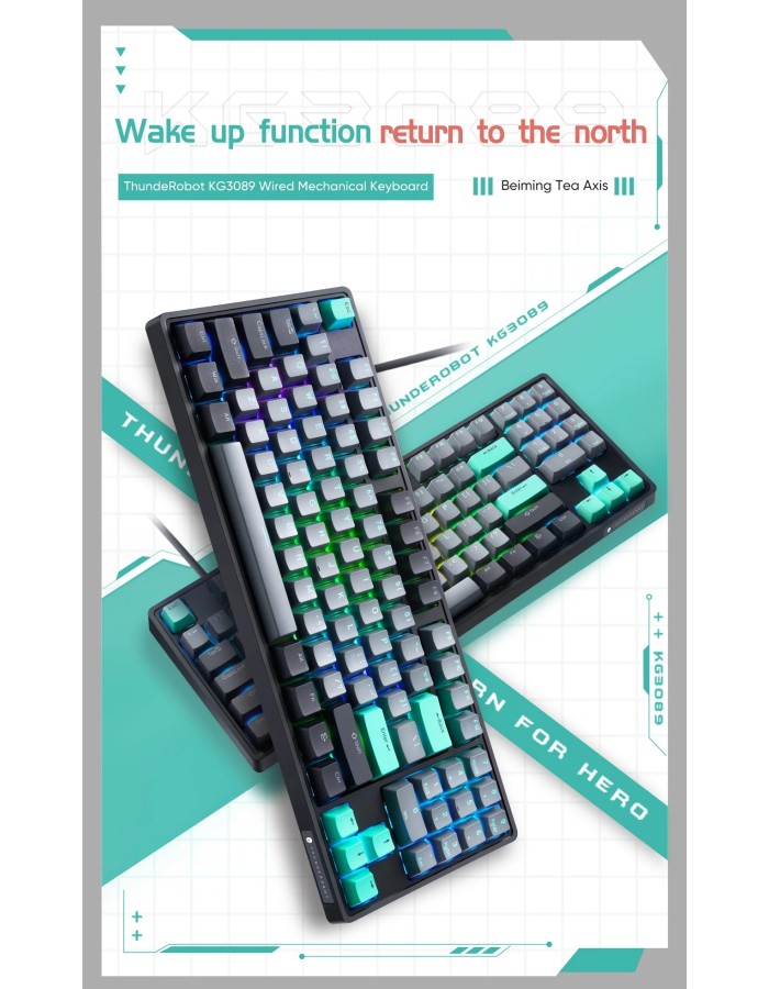 Thunderobot KG3089 Black Mechanical Gaming Keyboard 89 Red Switch Keys