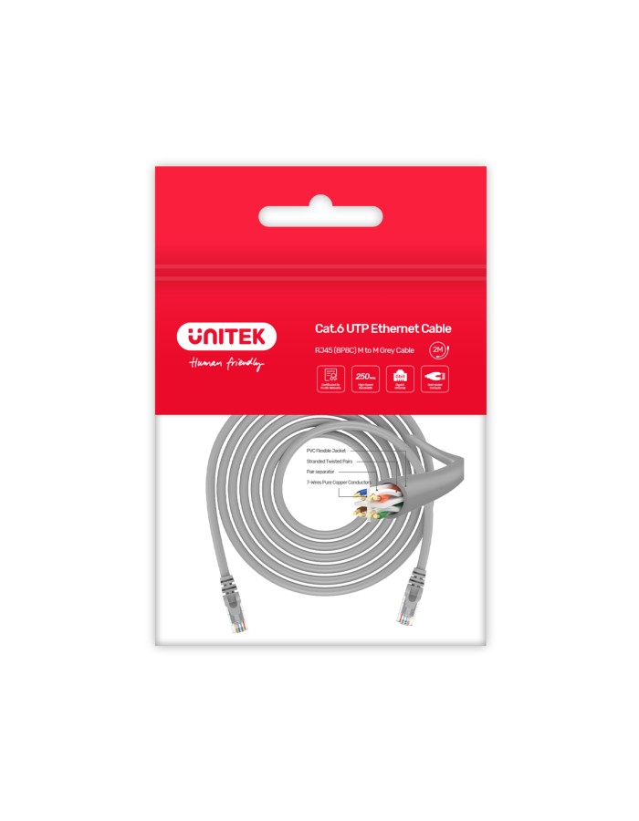 Unitek CAT6 CU Patch Cable 2.0m Grey Unitek CAT6 CU Patch Cable 2.0m Grey