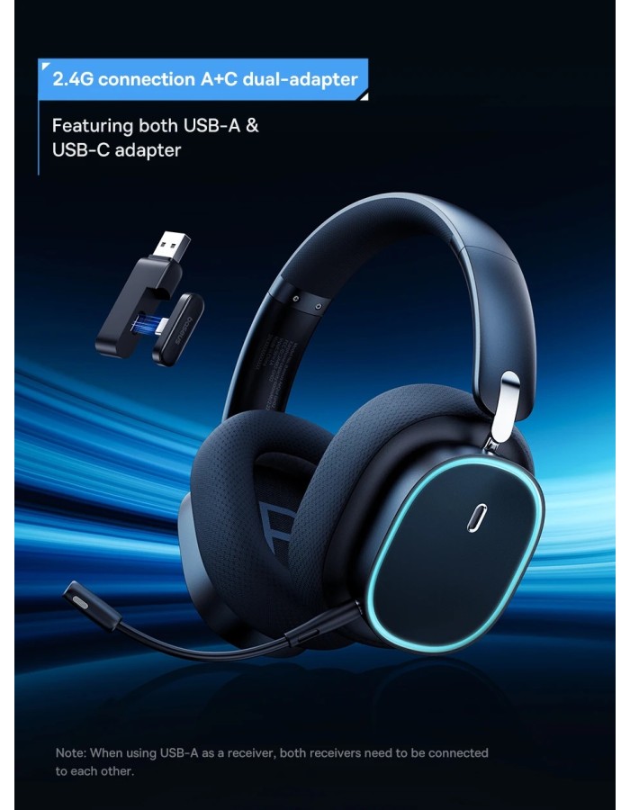 Baseus Wireless Headphones For PS5/PC/Switch Gaming AeQur GH02 Black Baseus Wireless Headphones For PS5/PC/Switch Gaming AeQur GH02 Black