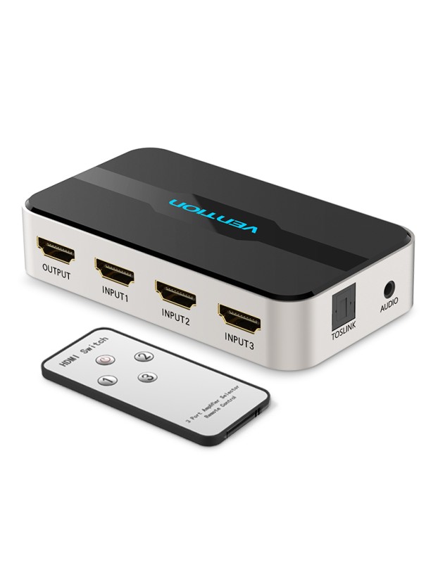 Vention HDMI Switch 3-Port 4K 1.4 with Audio Separation AFJH0 Vention HDMI Switch 3-Port 4K 1.4 with Audio Separation AFJH0