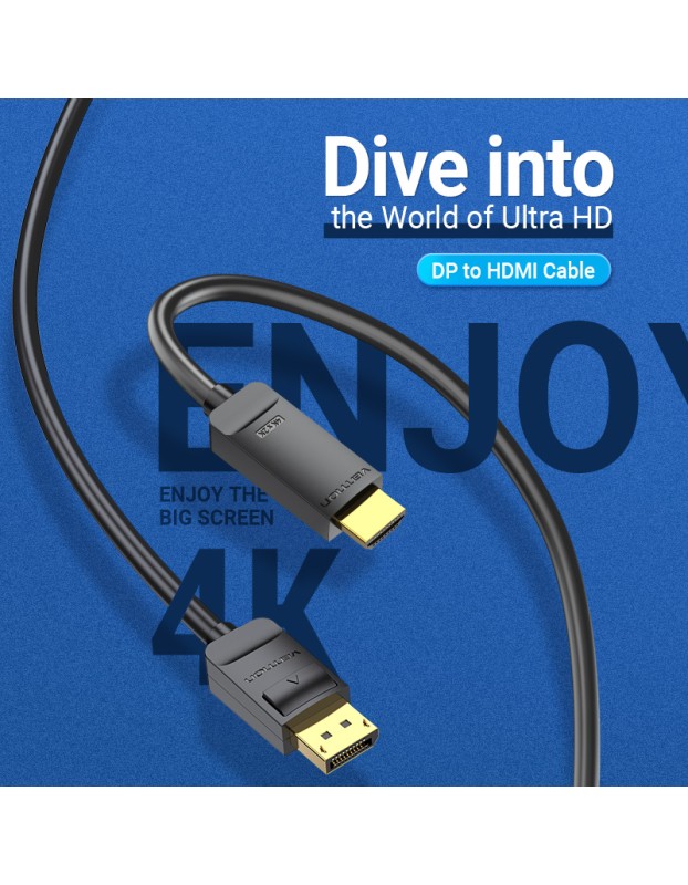 Vention DisplayPort Cable to HDMI 4K30Hz 5.0m HAGBJ Vention DisplayPort Cable to HDMI 4K30Hz 5.0m HAGBJ