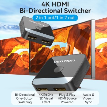 Vention HDMI Switch 2-Port 4K 2.0 Bi-Directional AKOB0 Vention HDMI Switch 2-Port 4K 2.0 Bi-Directional AKOB0