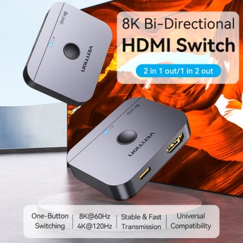 Vention HDMI Switch 2-Port 8K 2.1 Bi-Directional Metal AKPH0 Vention HDMI Switch 2-Port 8K 2.1 Bi-Directional Metal AKPH0