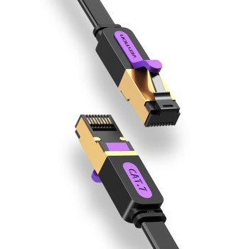 Vention NETWORK Cable CAT7 Flat 10.0m Black ICABL