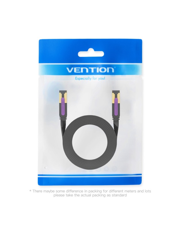 Vention NETWORK Cable CAT7 Flat 1.5m Black ICABG