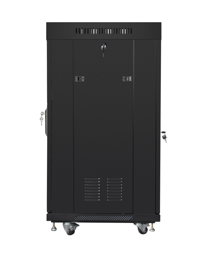 Lanberg Free Standing Cabinet 19'' with Glass Door 22U 60cm Ventilation Panel with LCD, 2 Fans & Thermostat Black (not assembled)