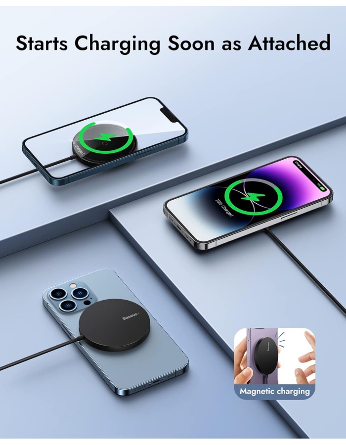 Baseus Charger Desktop Wireless 15W Magnetic Simple Mini3 Black Baseus Charger Desktop Wireless 15W Magnetic Simple Mini3 Black