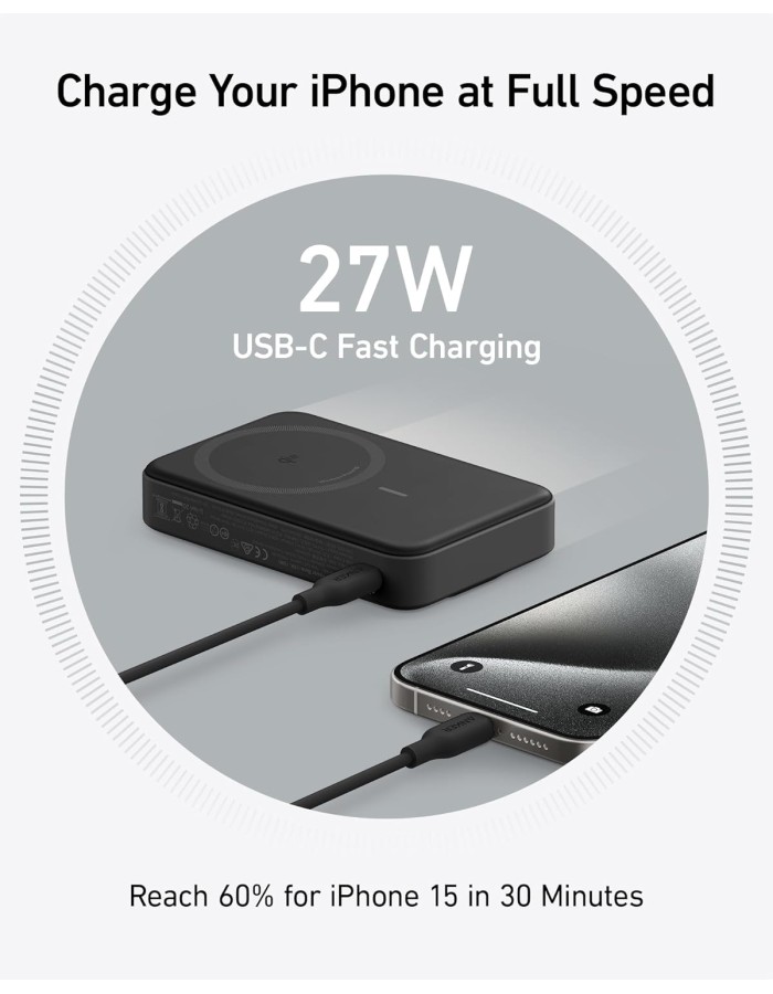 Anker Mobile Powerbank 10000 MagGo 633 Wireless 15W, with 27W USB C  Black