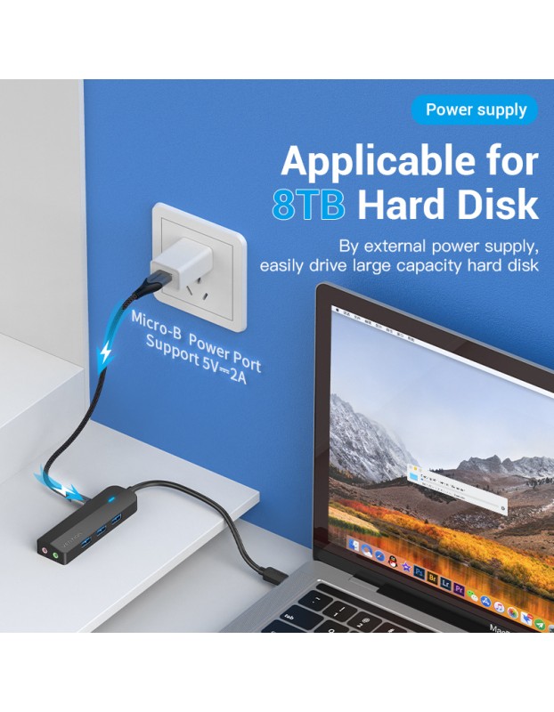 Vention HUB USB-C 3 x USB3.0/Micro-B/Stereo Sound 0.15m TGQBB Vention HUB USB-C 3 x USB3.0/Micro-B/Stereo Sound 0.15m TGQBB