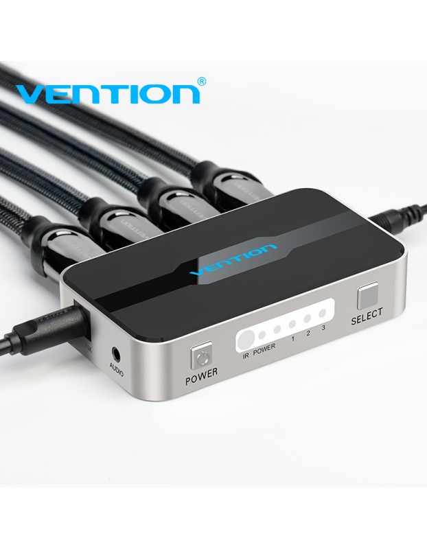 Vention HDMI Switch 3-Port 4K 1.4 with Audio Separation AFJH0 Vention HDMI Switch 3-Port 4K 1.4 with Audio Separation AFJH0