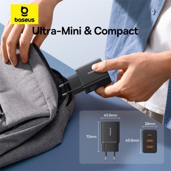 Baseus Charger Wall 30W 2xUSB-A/1xUSB-C Cube EU Black Baseus Charger Wall 30W 2xUSB-A/1xUSB-C Cube EU Black