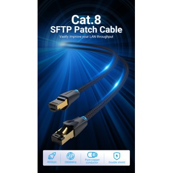 Vention NETWORK Cable CAT8 SFTP Braided 5.0m Black IKGBJ Vention NETWORK Cable CAT8 SFTP Braided 5.0m Black IKGBJ