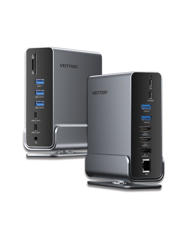Vention HUB USB-C 8xUSB/2xHDMI/DP/MST/RJ45/SD/3.5mm/PD TPUH0 Vention HUB USB-C 8xUSB/2xHDMI/DP/MST/RJ45/SD/3.5mm/PD TPUH0