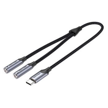 Vention USB-C to 2x3.5mm TRS Cable Adaptor Braided 0.3m BGPHY